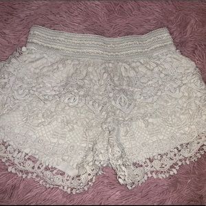White lace shorts